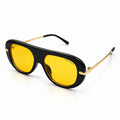 TF - TRENDY - FLAT TOP ROUND - BLACK GOLDEN - YELLOW TINTED - QUALITY