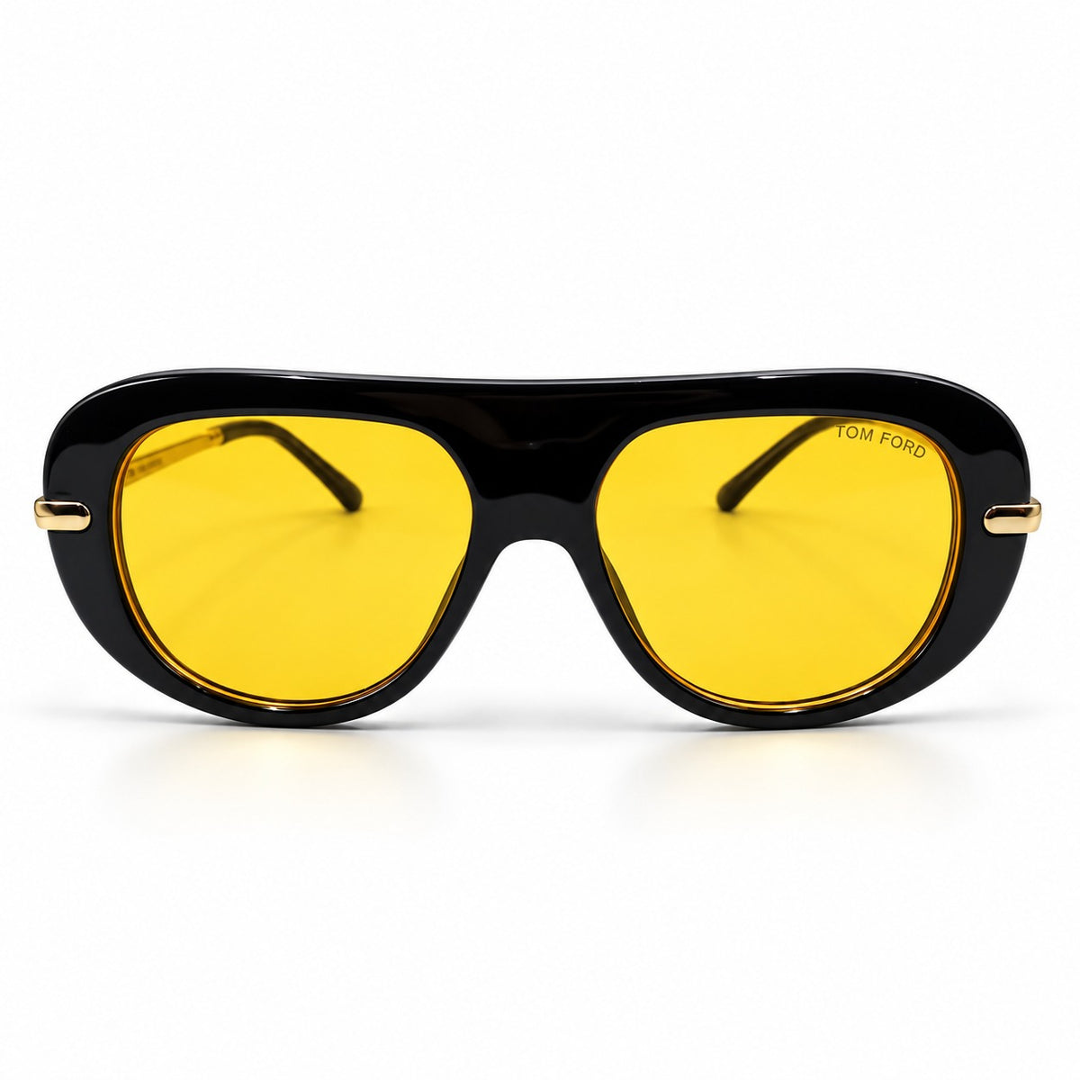 TF - TRENDY - FLAT TOP ROUND - BLACK GOLDEN - YELLOW TINTED - QUALITY