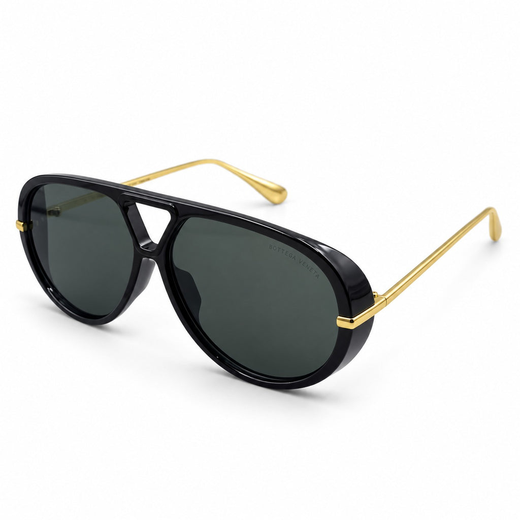 BOTTEGA VENETA - TRENDY - NAVIGATOR - AVIATOR - BLACK GOLDEN - OVERSIZE