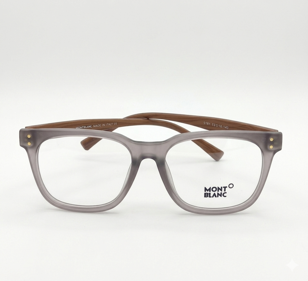 MONT BLANC 5181 - ROUND SQUARE - LIGHTWEIGHT - MATTE GREY - WOOD - UNISEX