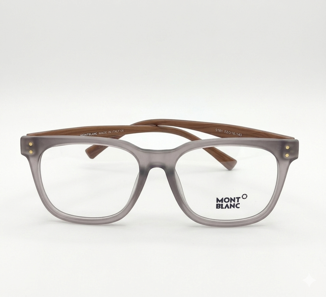 MONT BLANC 5181 - ROUND SQUARE - LIGHTWEIGHT - MATTE GREY - WOOD - UNISEX