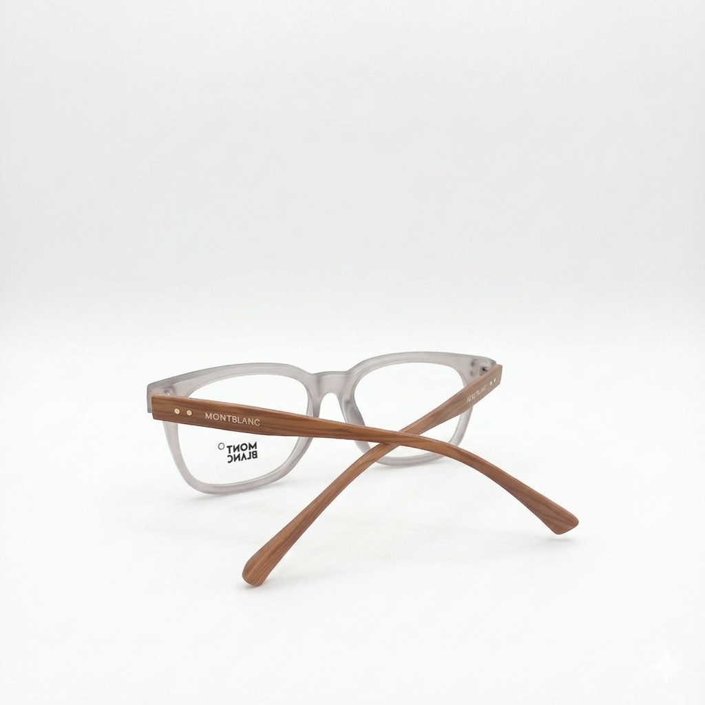 MONT BLANC 5181 - ROUND SQUARE - LIGHTWEIGHT - MATTE GREY - WOOD - UNISEX