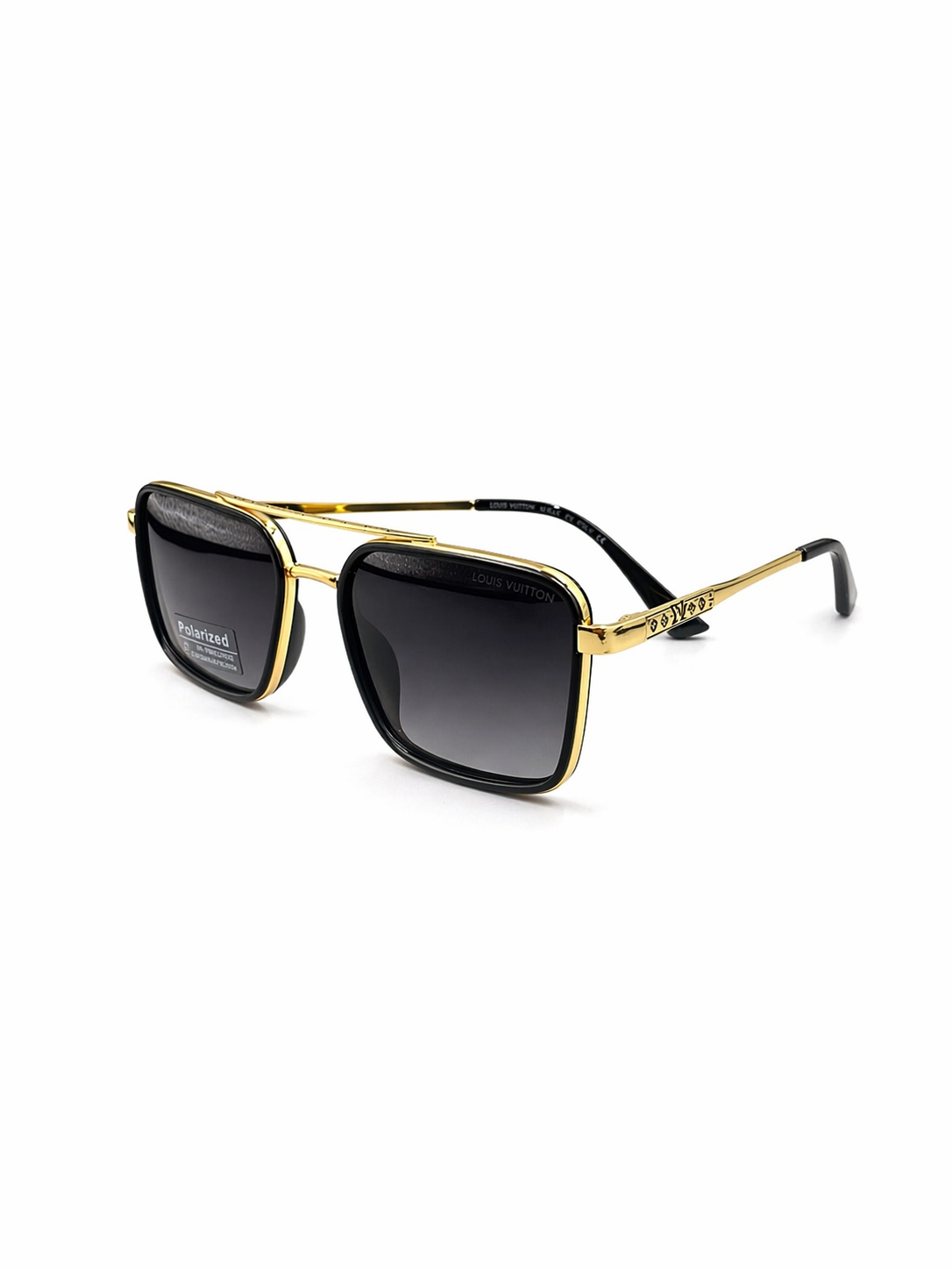 LV 58453 -POLARISED - SQUARE - DOUBLE BRIDGE - GOLDEN BLACK - PREMIUM