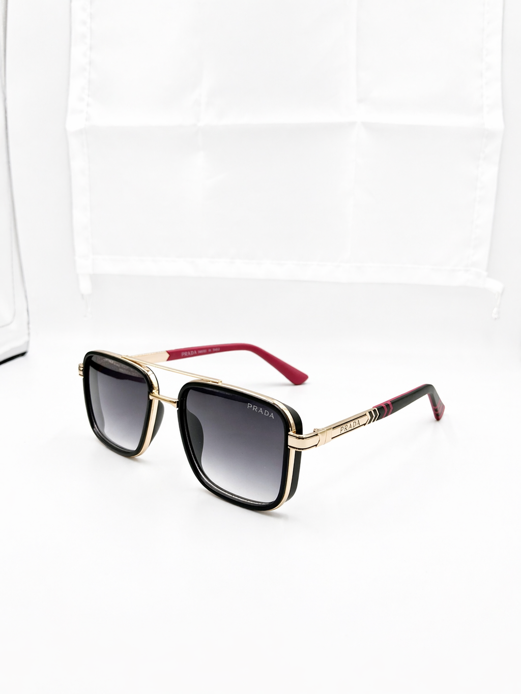 PRADA 58494 - SUNGLASS - SQUARE - DOUBLE BRIDGE - GOLDEN BLACK - PREMIUM