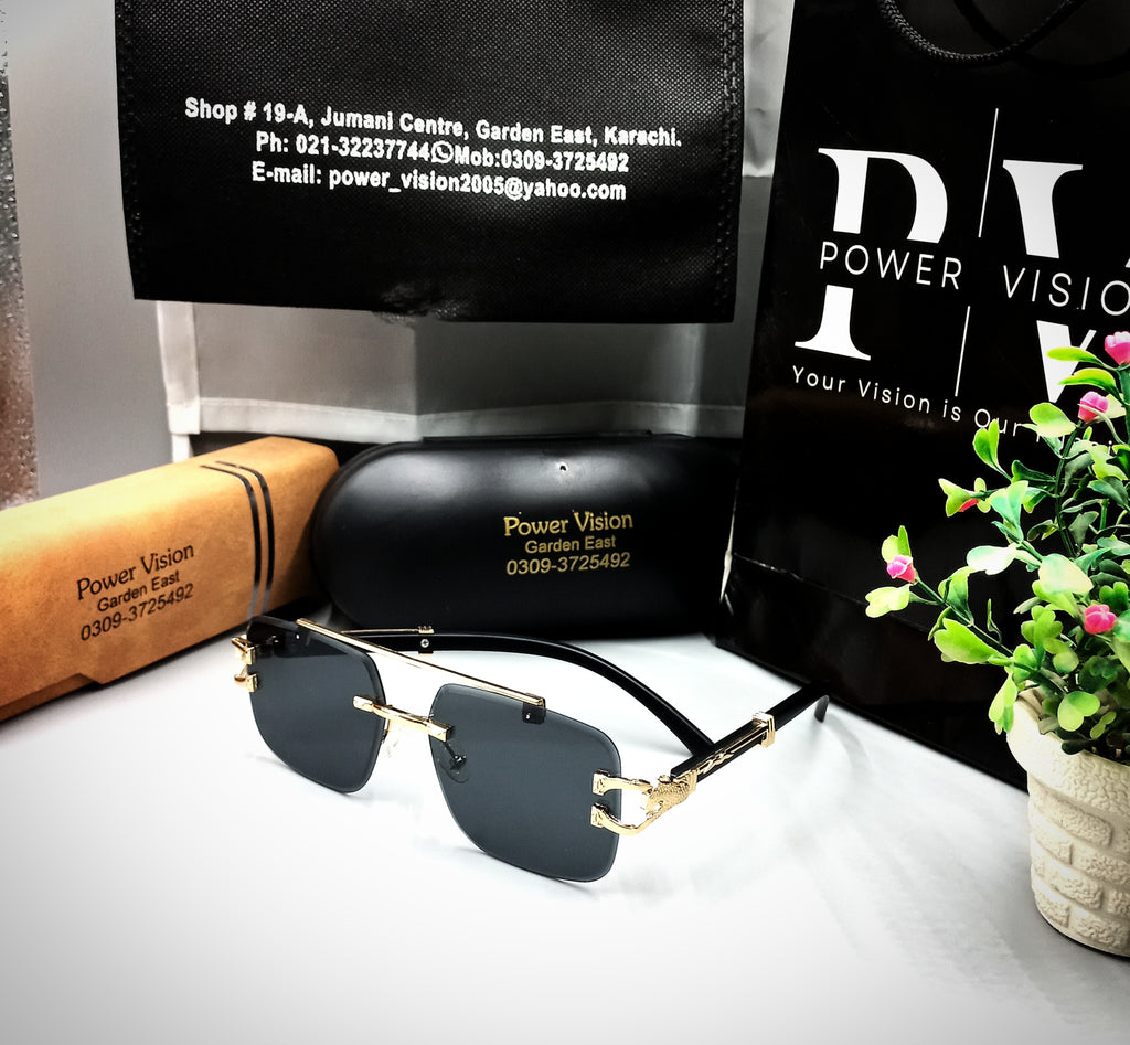 CHEETAH - SUNGLASS - SQUARE - DOUBLE BRIDGE - GOLDEN BLACK - WOOD
