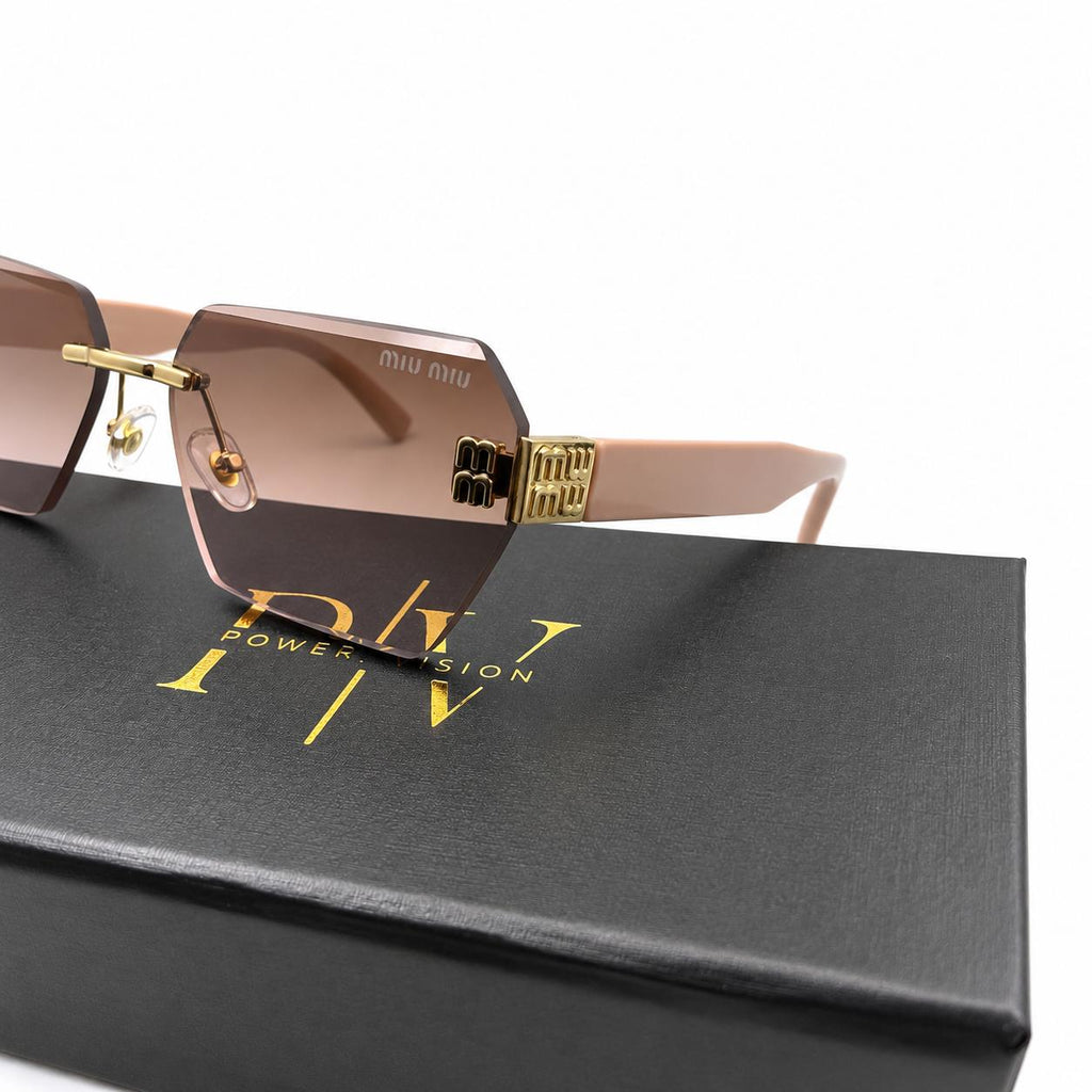 MIU MIU 8890 - UNIQUE - BEVEL CUT SQUARE - MATTE TEA PINK - GOLD - PREMIUM - WOMEN