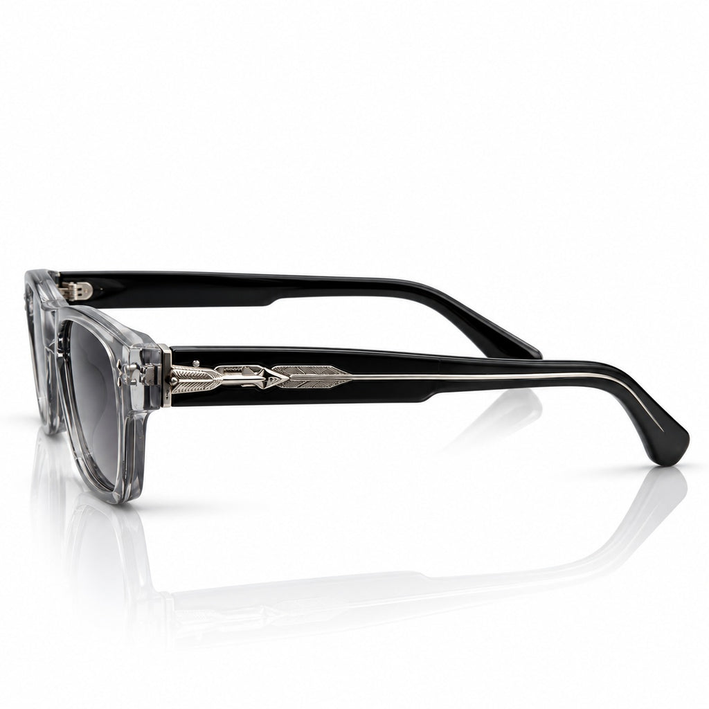 JMM - SUNGLASS - GREY TRANSLUCENT - GREY GRADIENT - SQUARE - BLACK TEMPLES - ACETATE