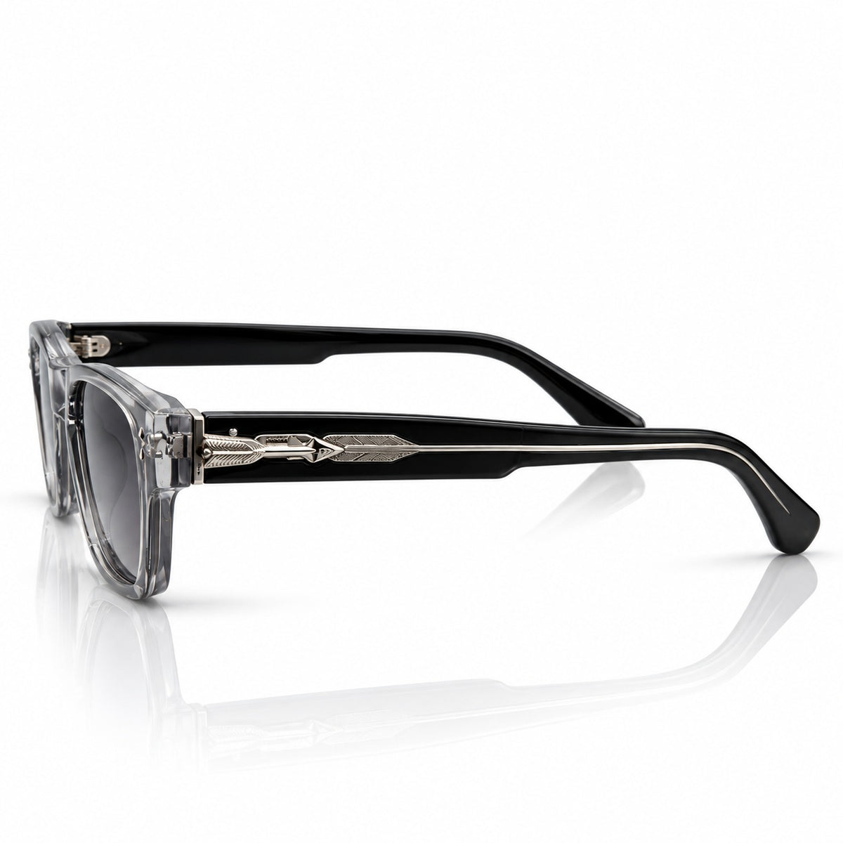 JMM - SUNGLASS - GREY TRANSLUCENT - GREY GRADIENT - SQUARE - BLACK TEMPLES - ACETATE