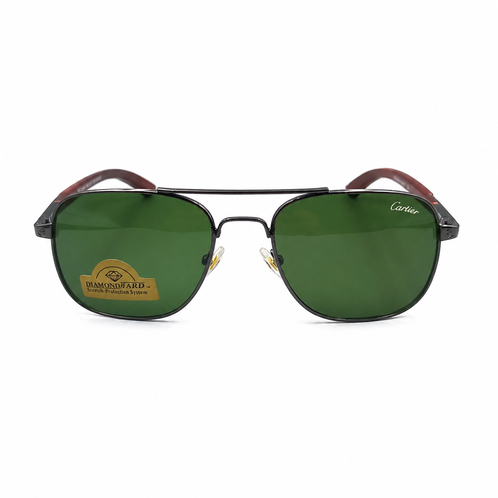 CR 200603 - SUNGLASS - GUN METALLIC - WOOD SIDES - PREMIUM GREEN - MEN
