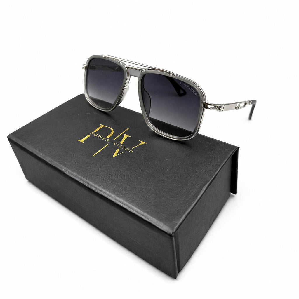 MAYBACH 2778 - SUNGLASS - DOUBLE BRIDGE - OVERSIZE - NAVIGATOR - SQUARE - MATTE GREY - SILVER - PREMIUM