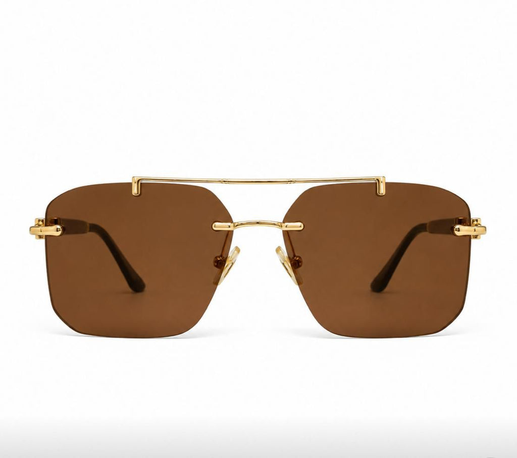 LV 3152 - SUNGLASS - RIMLESS - DOUBLE BEAM - GOLDEN - BROWN - DESIGNER - GENTLEMEN