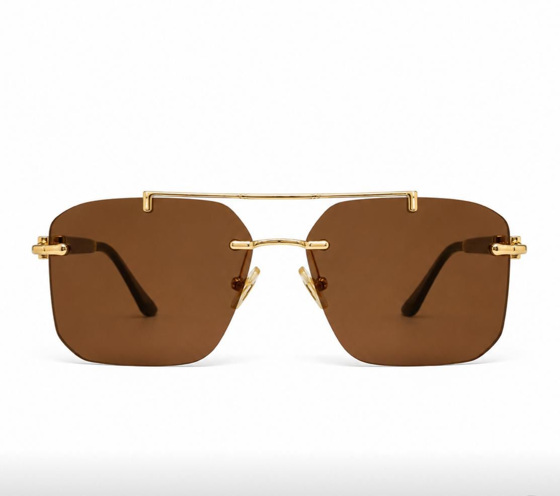 LV 3152 - SUNGLASS - RIMLESS - DOUBLE BEAM - GOLDEN - BROWN - DESIGNER - GENTLEMEN