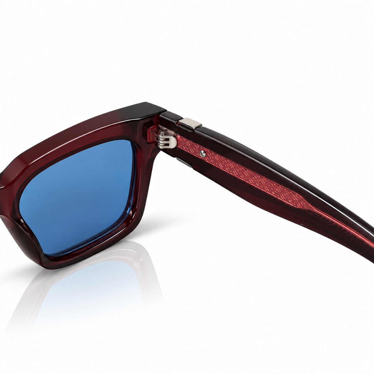 CARTIER - RICH - RED WINE - MATTE BLACK COATED - SQUARE - TINTED BLUE - ACETATE - 2026