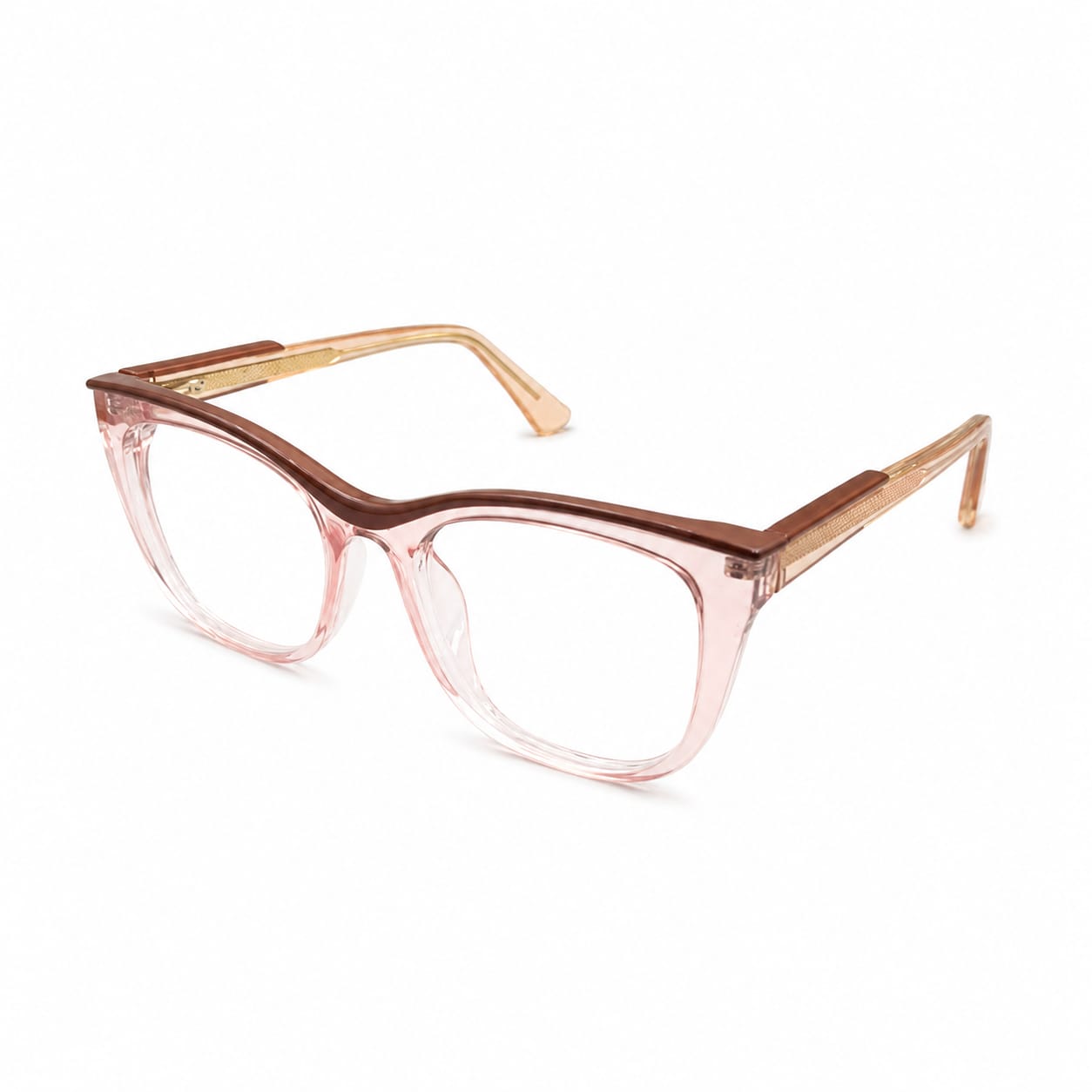 LUXURIOUS 82089 - OVERSIZE - CATEYE SQUARE - PINK TRANSPARENT + MAROON - SPRING HINGES - QUALITY