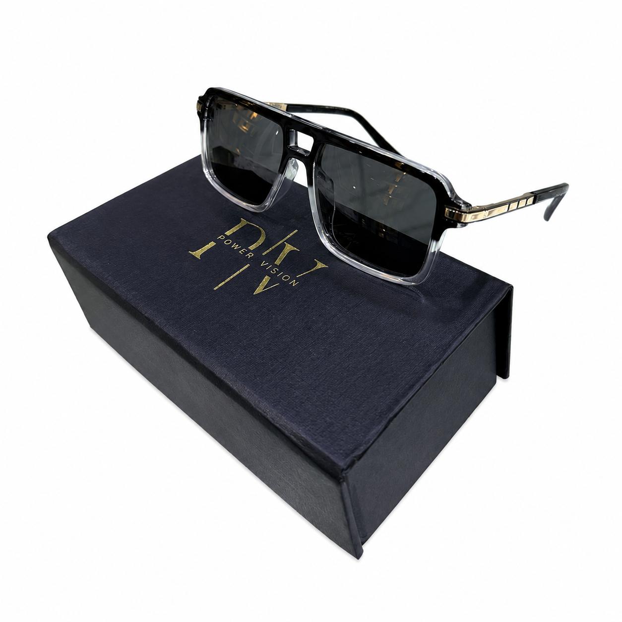 PR 98203 - SHADES - NAVIGATOR - DOUBLE BEAM - GLOSSY BLACK - TRANSPARENT - SPRING SIDES - QUALITY PREMIUM