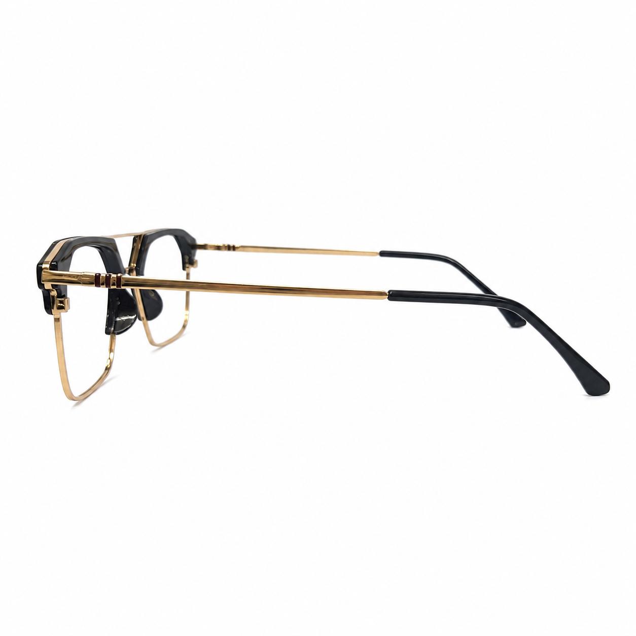 LD 1531 - EYEGLASSES - METAL - SQUARE - FIX NOSE BRIDGE - GOLDEN BLACK - FLEXIBLE - DAILYWEAR
