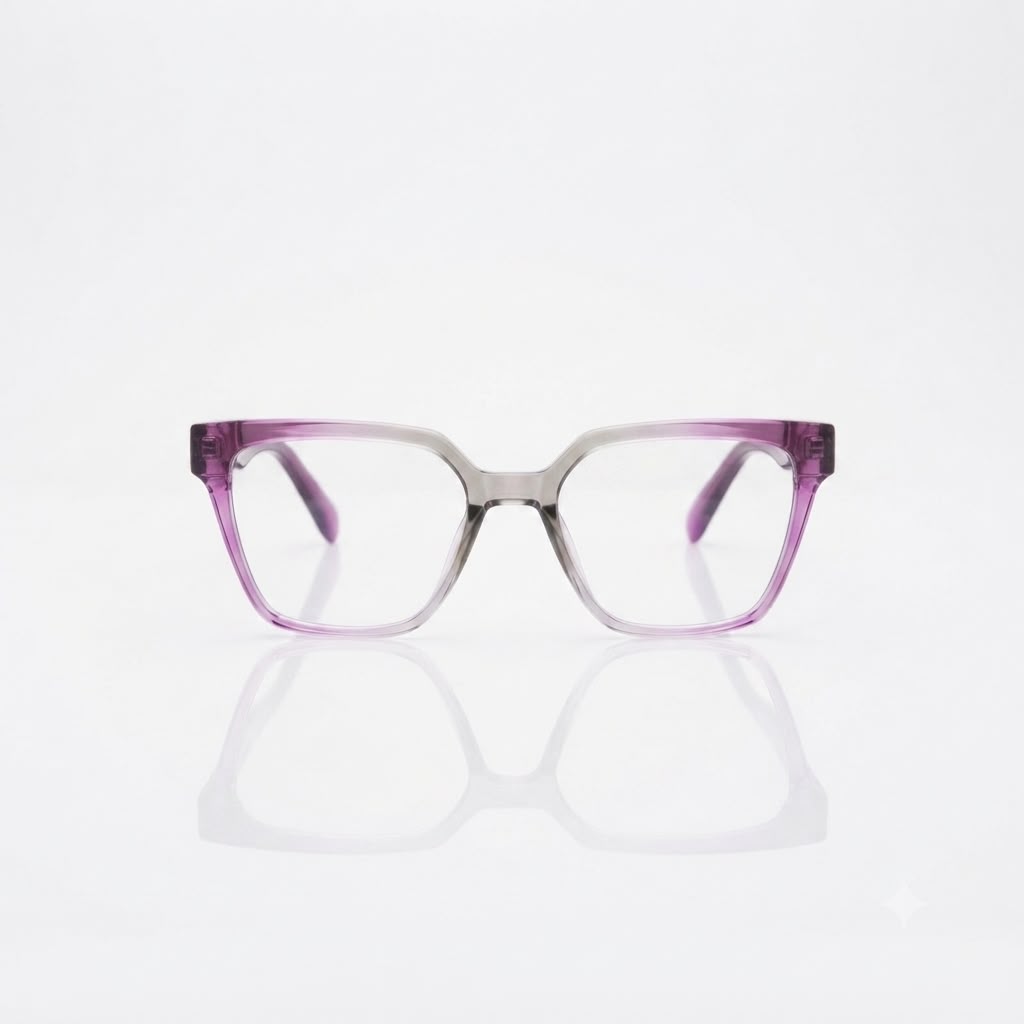 EYEWEAR 6615 - LADIES - SQUARE CATEYE - GREY PURPLE TRANSPARENT - DURABLE