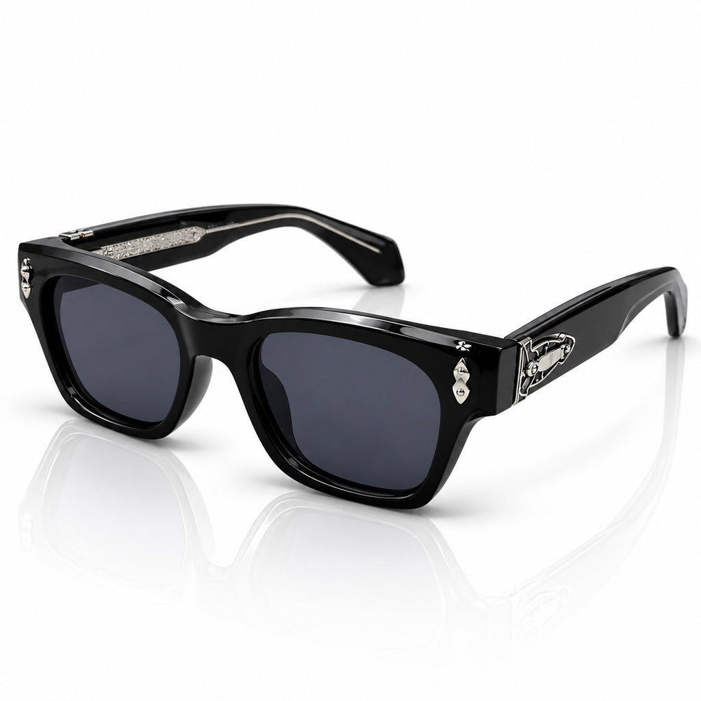 LV - SUNGLASS - BOLD - BLACK - SILVER DETAILING - SQUARE - NEW ARRIVAL