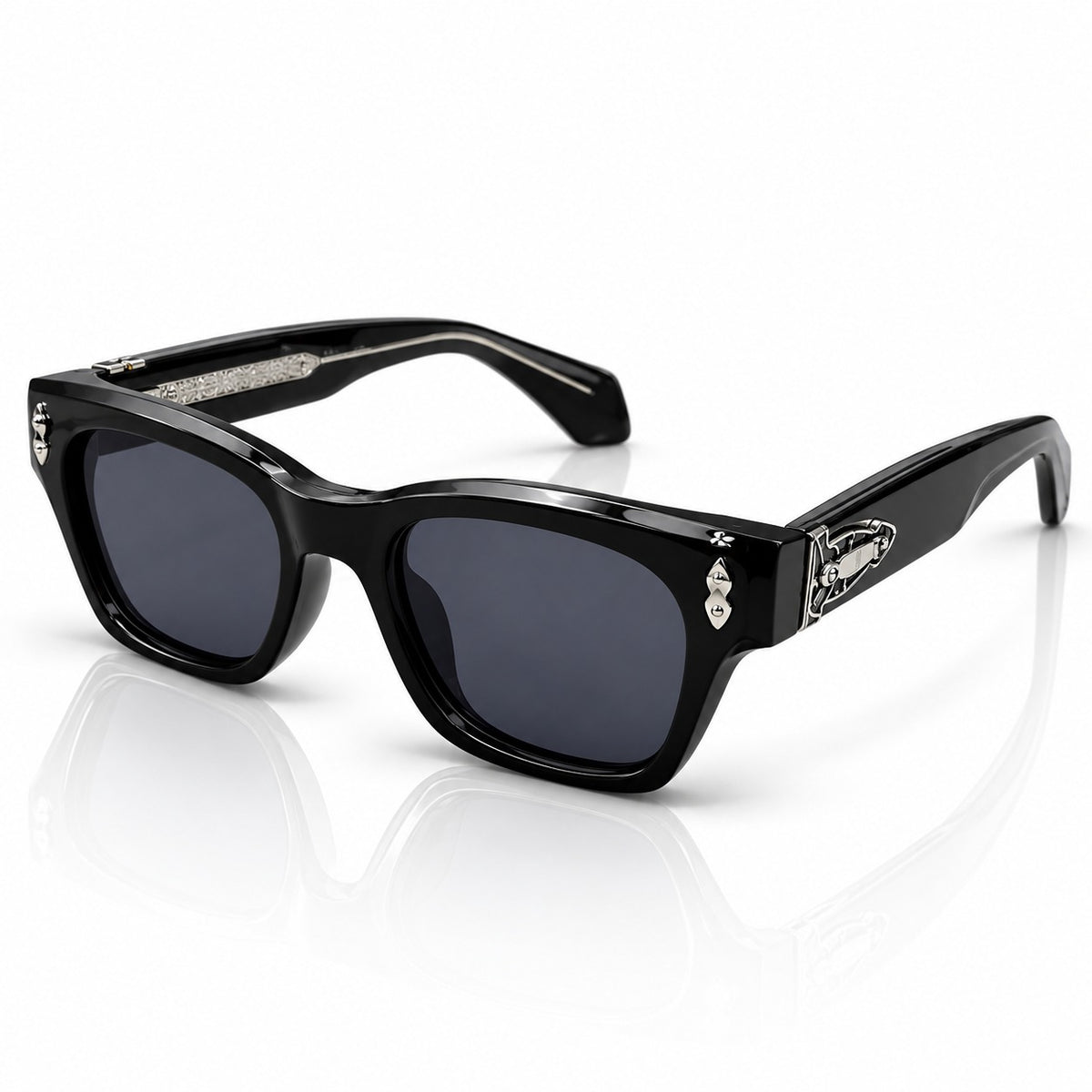 LV - SUNGLASS - BOLD - BLACK - SILVER DETAILING - SQUARE - NEW ARRIVAL