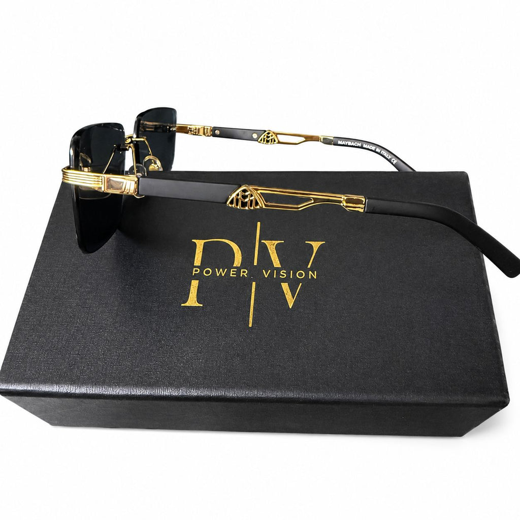 Z55 - SUNGLASS - RIMLESS - GOLDEN - BLACK - UV - DESIGNER - UNISEX