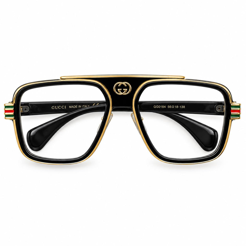 GC 0184 - ATTRACTIVE - OVERSIZE SQUARE - METAL RIM - GOLDEN BLACK - CENTRE LOGO - MEN