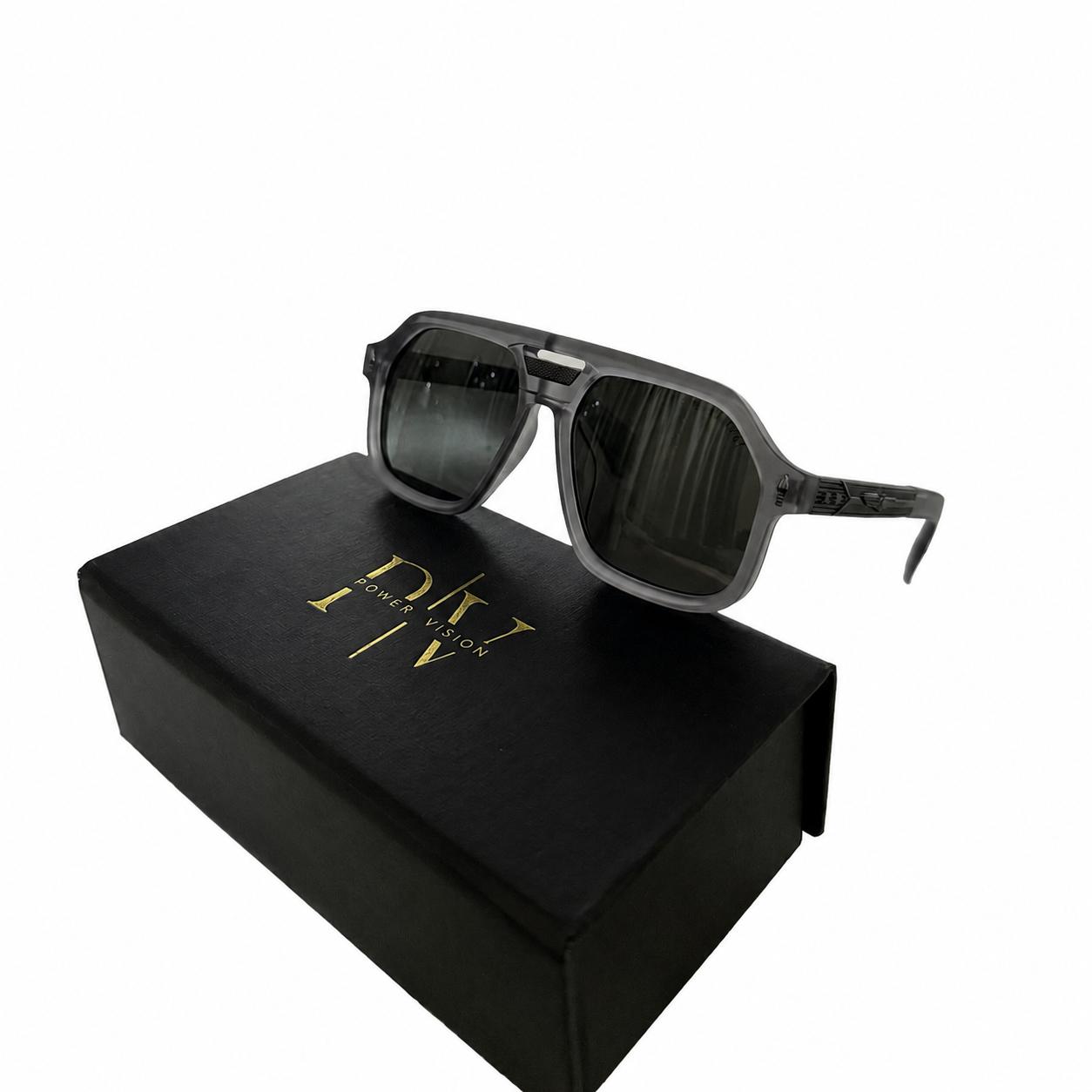 DITA 98408 - PREMIUM - OVERSIZED GEOMETRIC SQUARE - MATTE GREY - GUN METALLIC - MEN - ACETATE