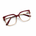 GORGEOUS 82113 - OVERSIZE SQUARE - BURGUNDY WINE + CHAMPAGNE + GOLDEN SPRING TEMPLES - PREMIUM