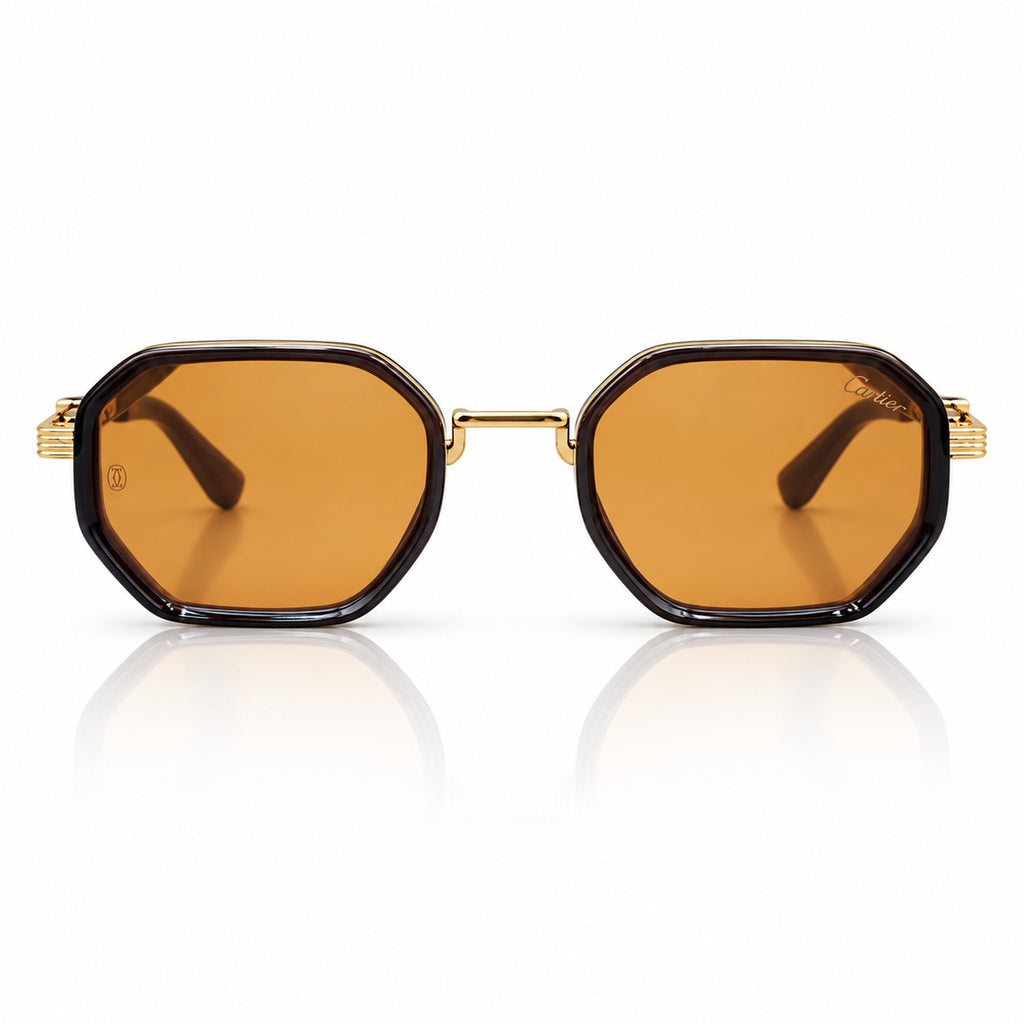 CR - TRENDY - OCTAGONAL - WOOD GOLDEN - BROWN - METAL - PREMIUM