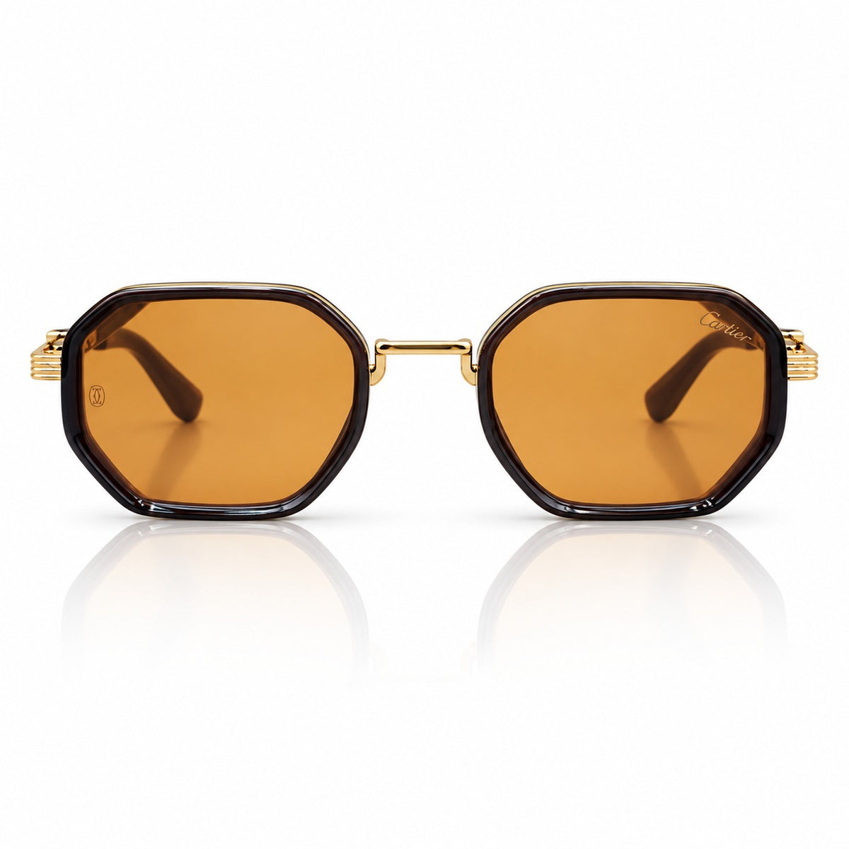 CR - TRENDY - OCTAGONAL - WOOD GOLDEN - BROWN - METAL - PREMIUM