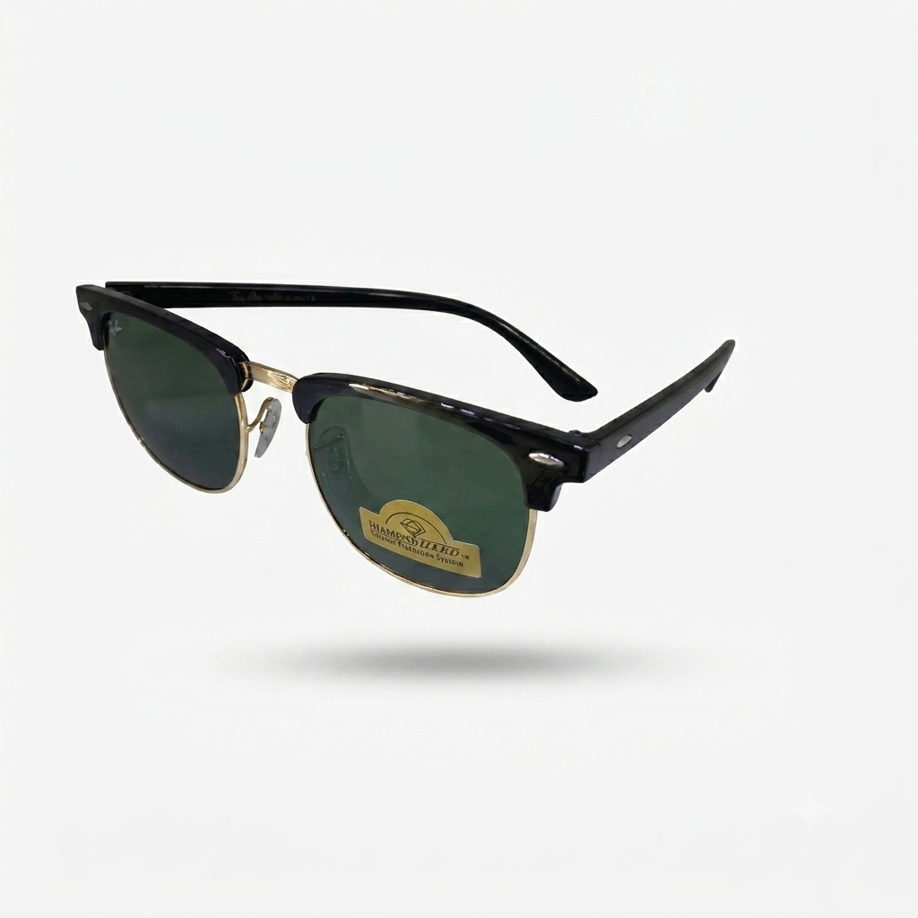 RB 3016 - SUNGLASS - CLUB MASTER - DIAMOND HARD - BLACK GOLDEN - SCRATCH RESISTANT