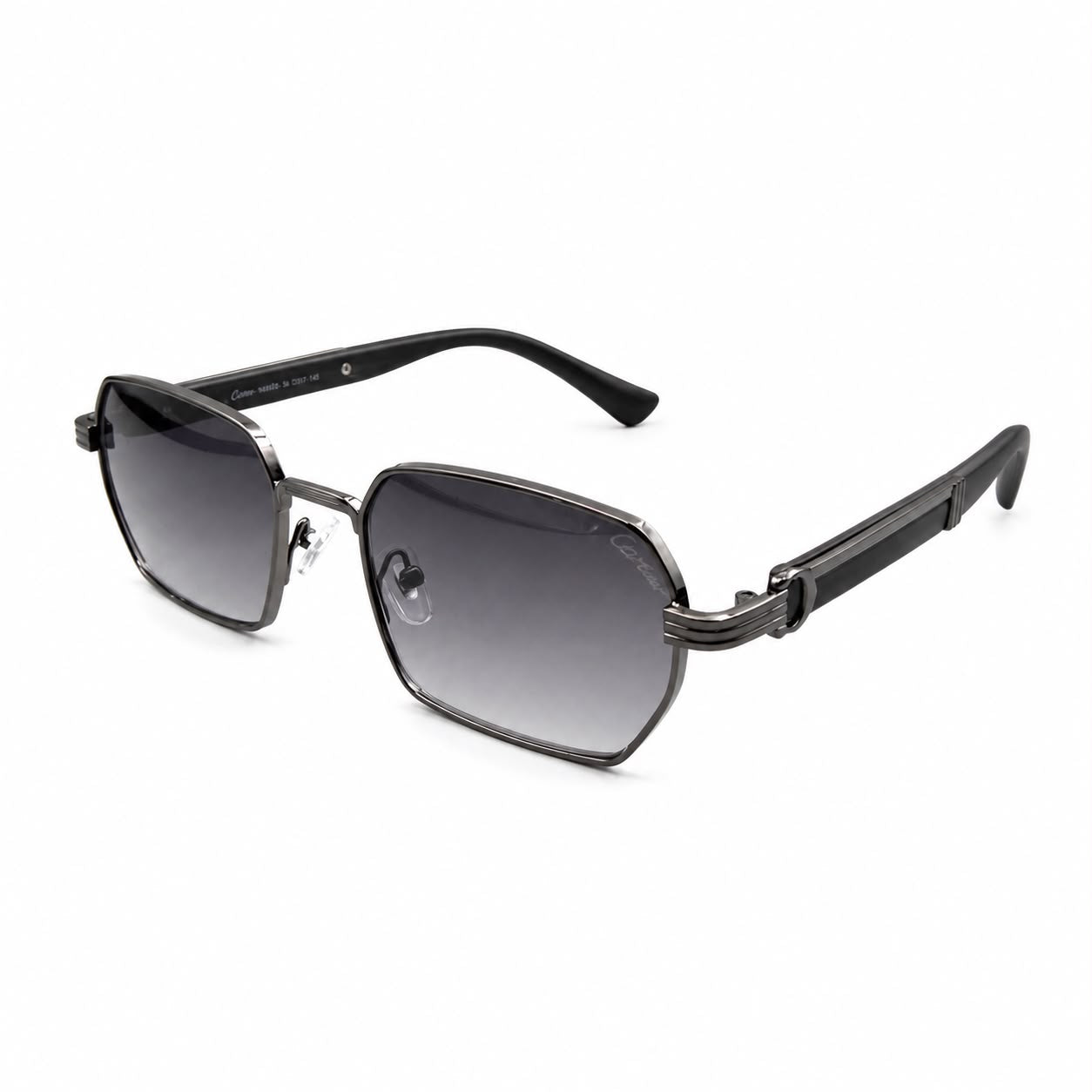 CR 23670 - SUNGLASS - CUT SQUARE - GUN METALLIC - GREY WOOD - GREY GRADIENT - PREMIUM