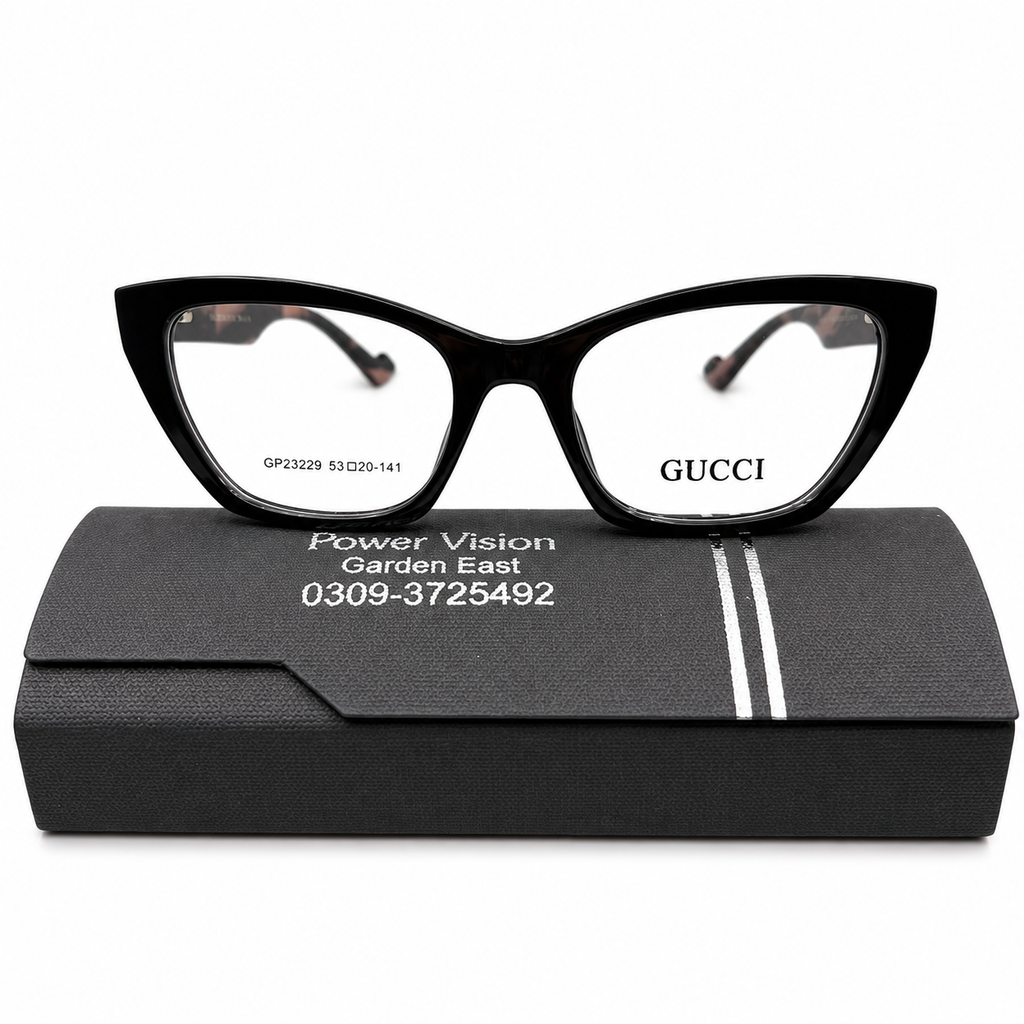 GC 23229 -LUXURY - BLACK - CATEYE - BLACK - MARBLE TORTOISE SIDES - FLEXIBLE