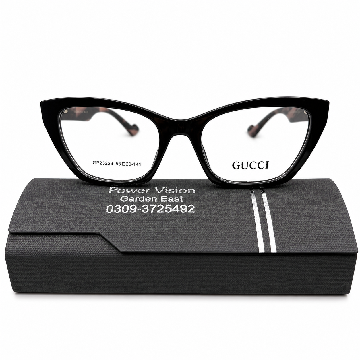 GC 23229 -LUXURY - BLACK - CATEYE - BLACK - MARBLE TORTOISE SIDES - FLEXIBLE