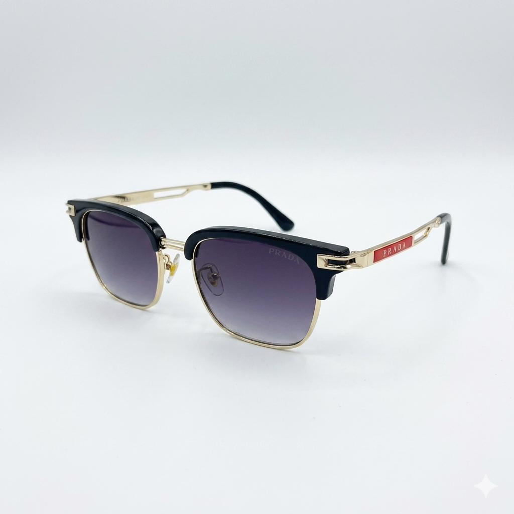 PR 2522 - SUNGLASS - DESIGNER - CLUB MASTER - BLACK - GOLDEN - UV - PREMIUM