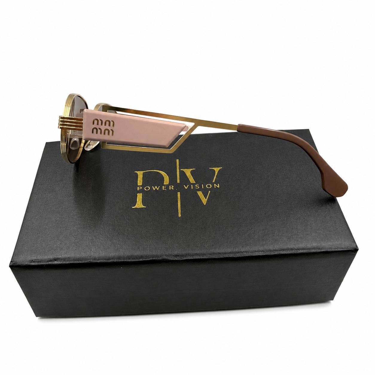 MIU MIU 2728 - GORGEOUS - TRENDY - OVAL - GOLD - TEA PINK TEMPLES - BROWN PINK GRADIENT - PREMIUM