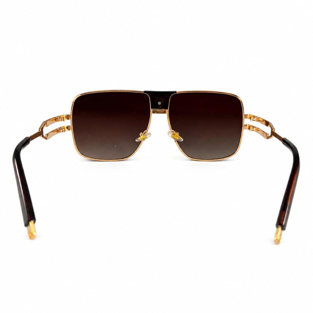 BR - OVERSIZE - SQUARE - METAL - BROWN DOUBLE SHADE - STRAIGHT BRIDGE - PREMIUM - MEN