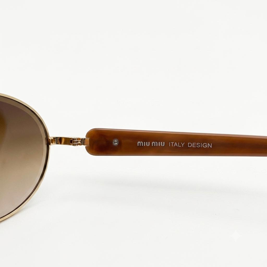 MIU MIU 5G148 - SHADES - LADIES - OVAL - TRENDY - GOLDEN - TEA PINK - DESIGNER - PREMIUM