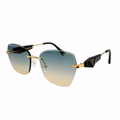 PR 98348 - GORGEOUS - RIMLESS - BUTTERFLY - GOLDEN - BLACK BRAND TEMPLES - SEA GREEN LENSES - PREMIUM