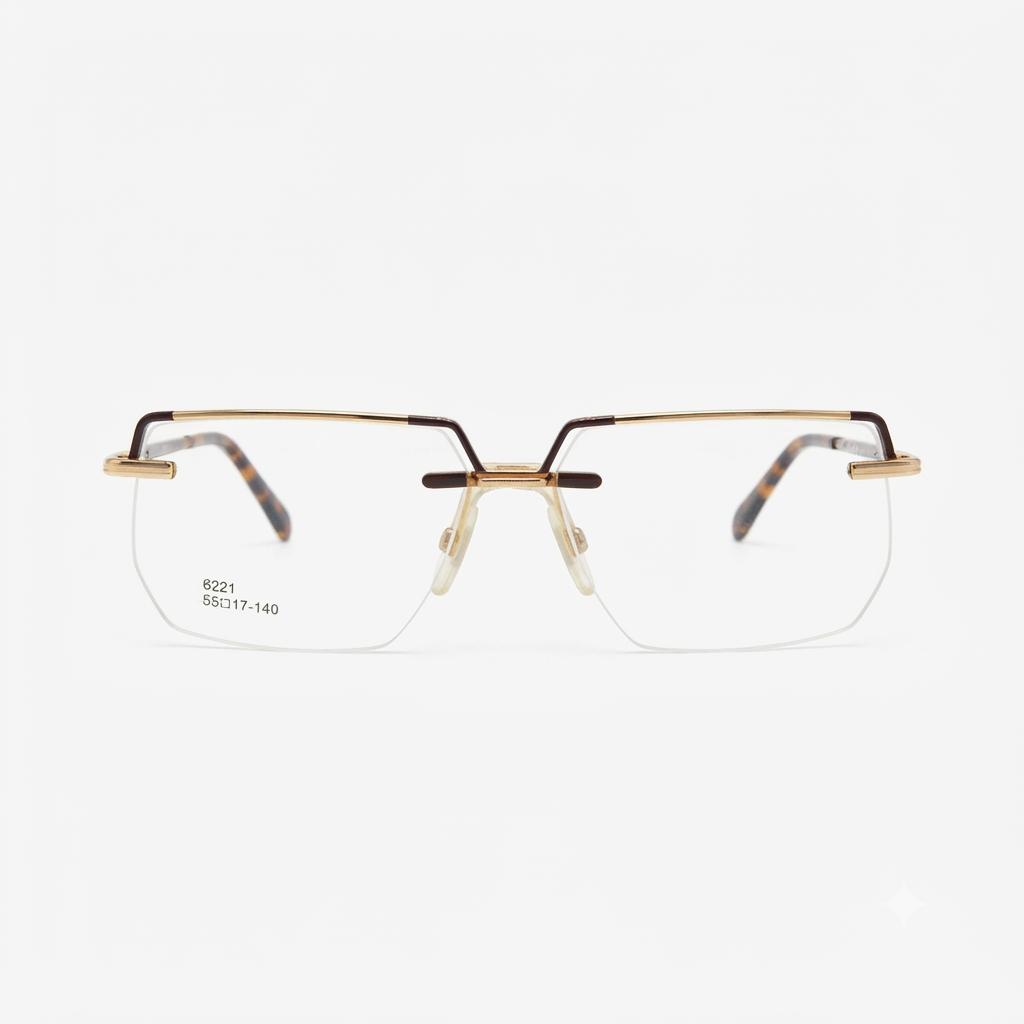 CAZAL 6221 - RIMLESS - GEOMETRIC SQUARE - GOLDEN BROWN - EXECUTIVE - MEN
