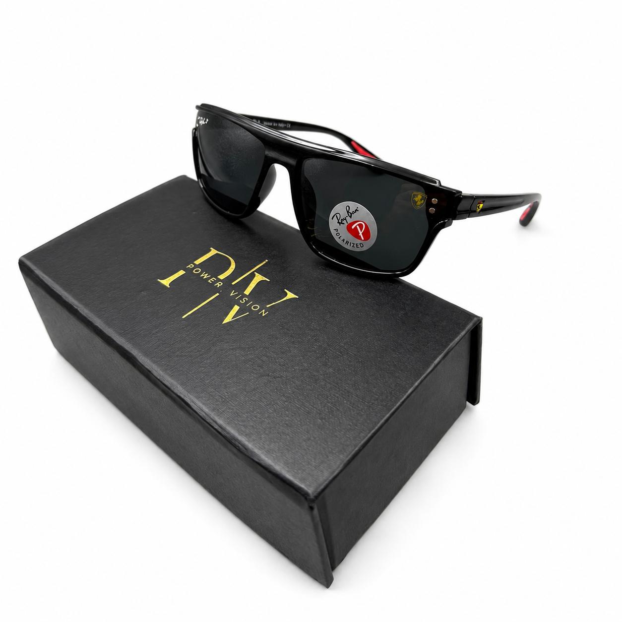 RB 3576 - FERRARI - BLACK - POLARISED - CURVED SQUARE - RB FERRARI LOGO - DURABLE - PREMIUM