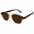 TF 9815 - PREMIUM - DOUBLE BRIDGE - MATTE GOLD - GLOSSY BROWN SIDES - BROWN LENSES - QUALITY
