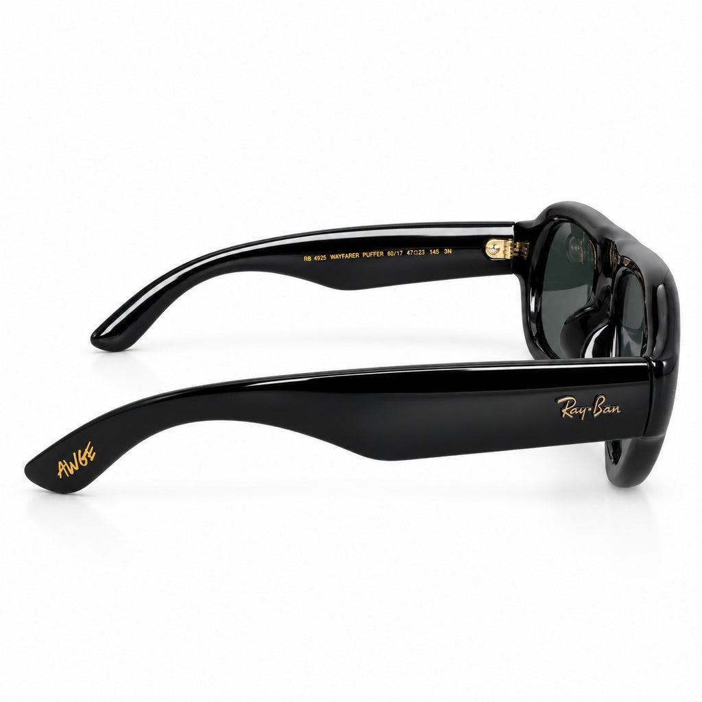 RAYBAN X AWGE 4925 - PUFFER - AVIATOR - BOLD - BLACK - GLASS LENSE - ACETATE - HIGH QUALITY