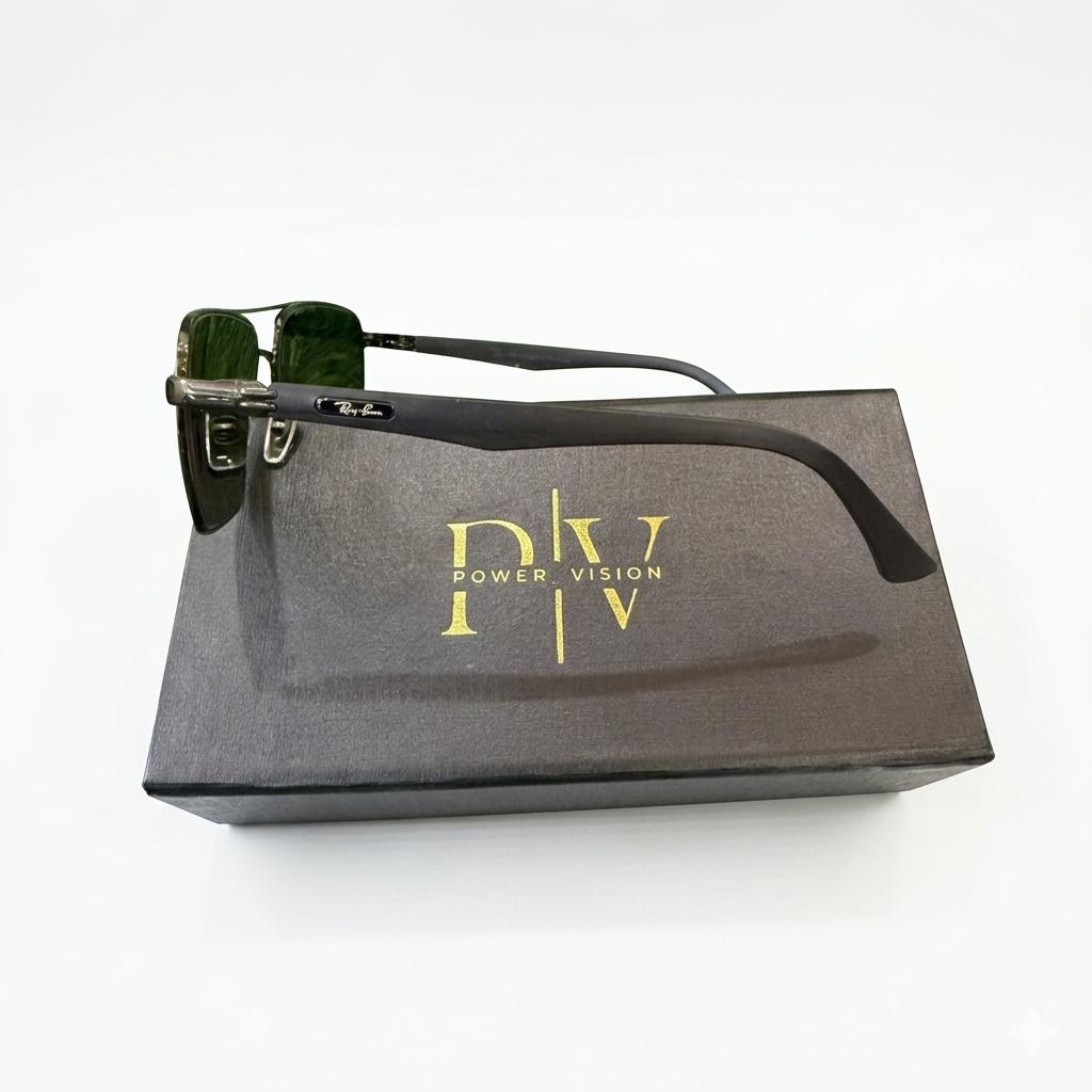 RB 5713 - SUNGLASS - METAL - DOUBLE BRIDGE - FIBRE SPRING SIDES - GUN METALLIC - BLACK - PREMIUM QUALITY