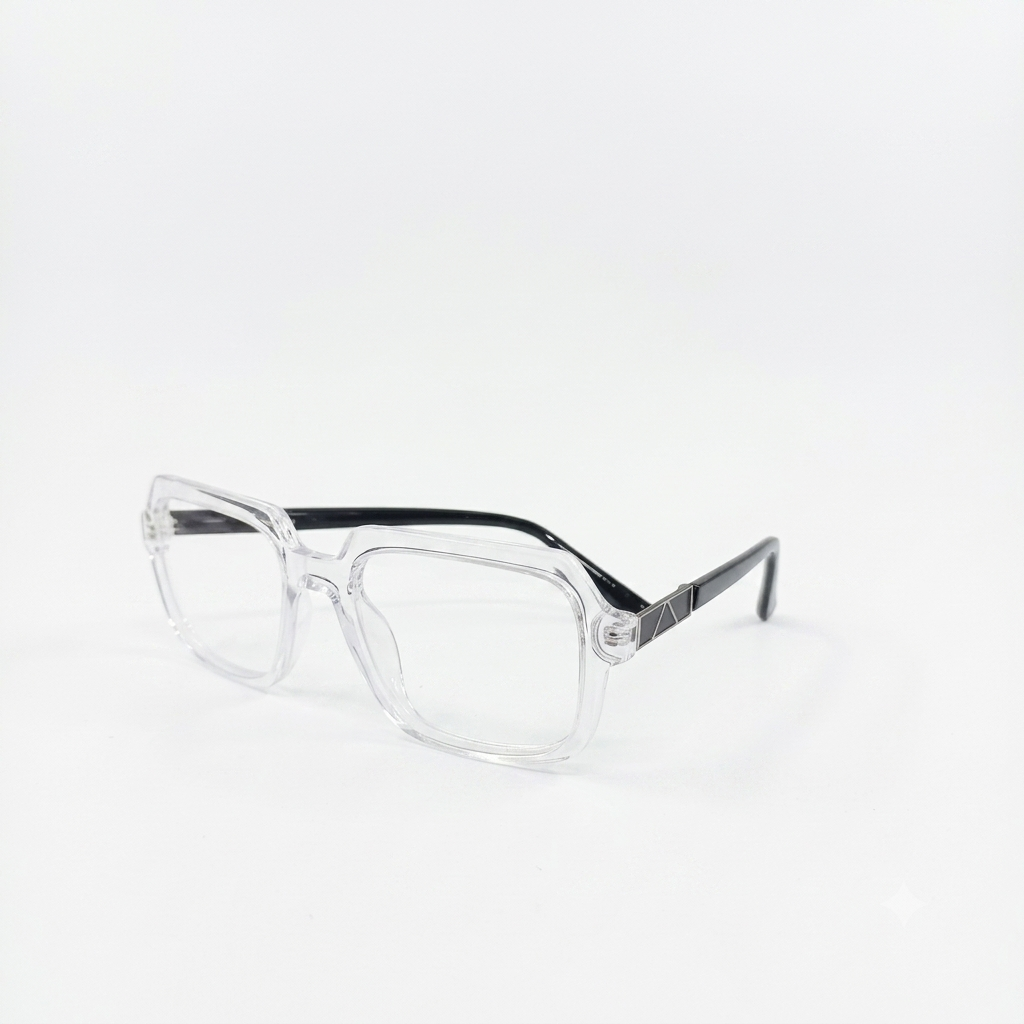 TR 251137 - EYEGLASS - MEN - GEOMETRIC SQUARE - ANGULAR EDGES - TRANSPARENT - OVERSIZE