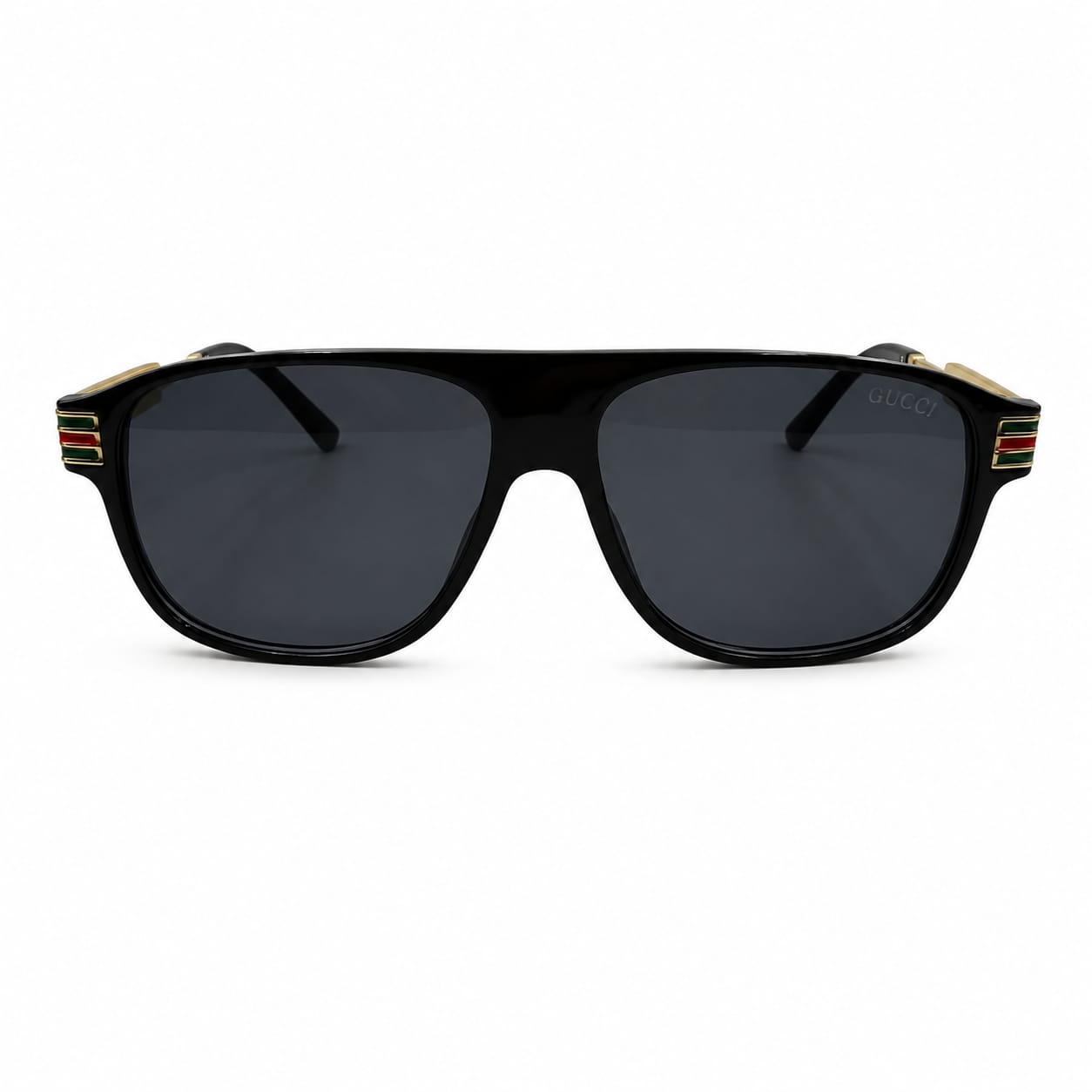 GC 2837 - SUNGLASS - ROUNDED SQUARE - BLACK - GOLD BRAND TEMPLE - PREMIUM - UNISEX