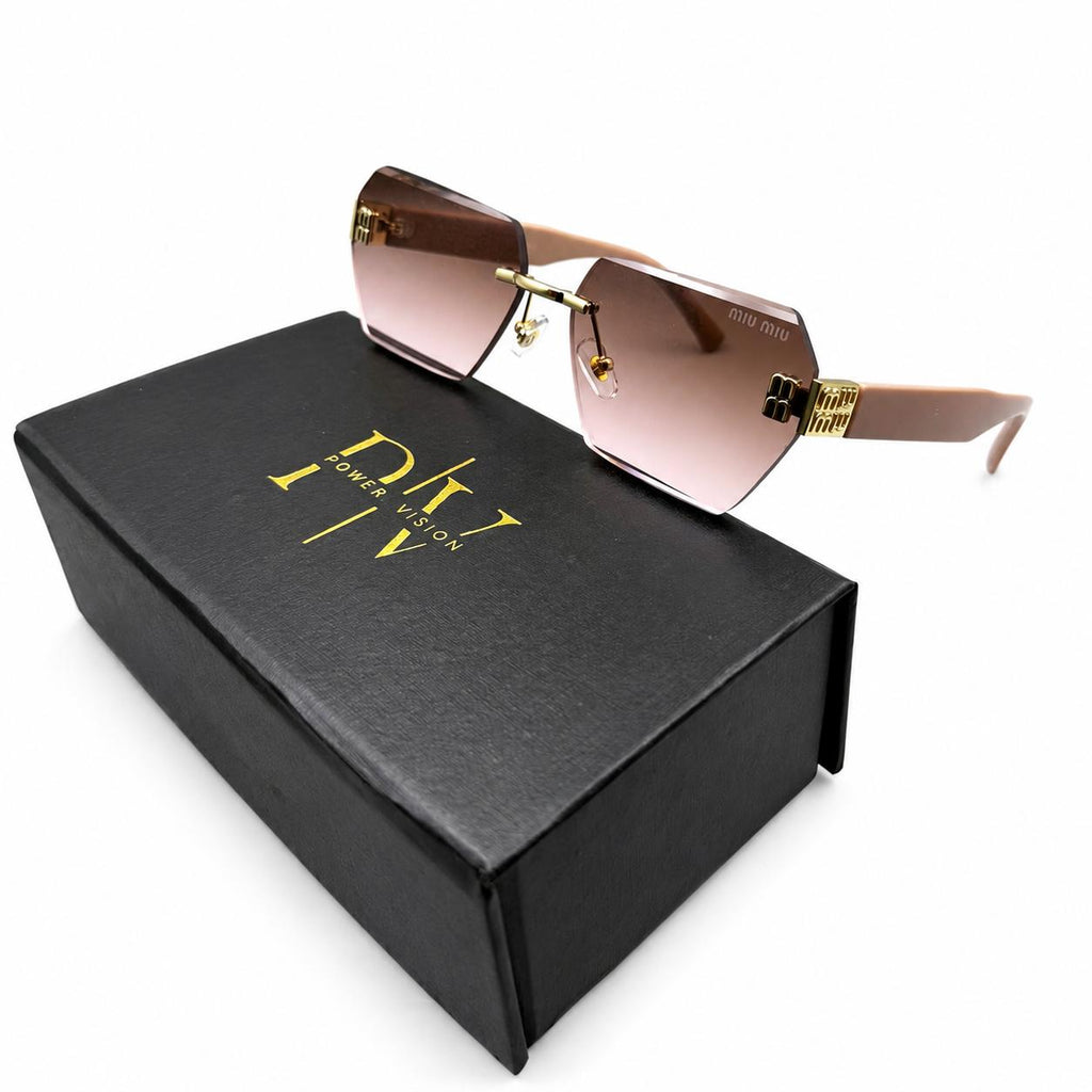 MIU MIU 8890 - UNIQUE - BEVEL CUT SQUARE - MATTE TEA PINK - GOLD - PREMIUM - WOMEN