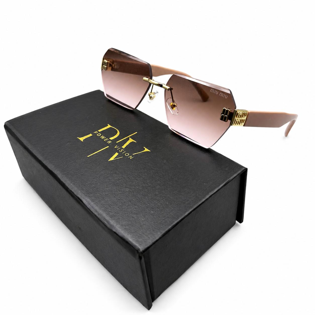 MIU MIU 8890 - UNIQUE - BEVEL CUT SQUARE - MATTE TEA PINK - GOLD - PREMIUM - WOMEN