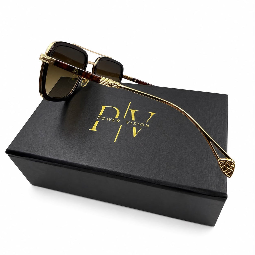 MAYBACH 2233 - SUNGLASS - DOUBLE BEAM - GOLDEN - BROWN - DOUBLE SHADED - NAVIGATOR SQUARE - OVERSIZE