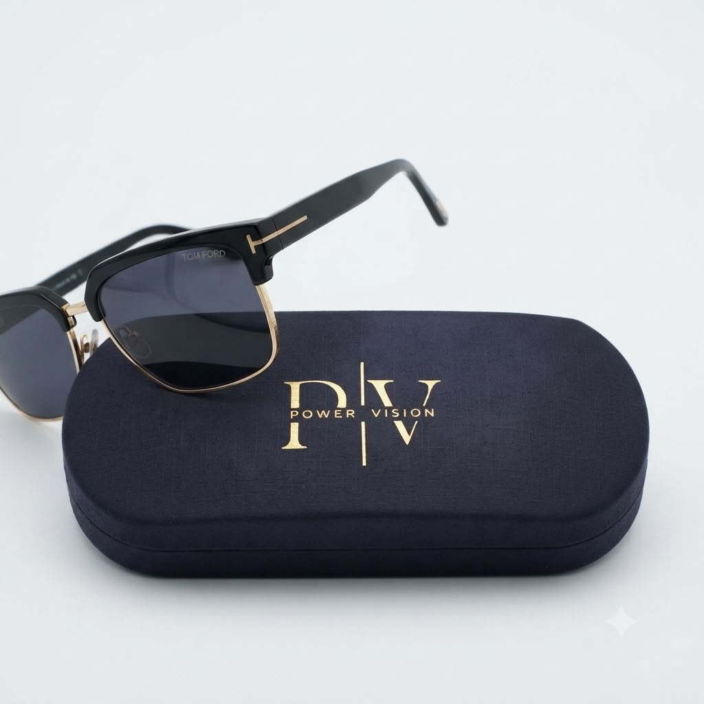 TF 9820 - SUNGLASS - CLUB MASTER SQUARE - BLACK GOLDEN - DESIGNER - PREMIUM QUALITY