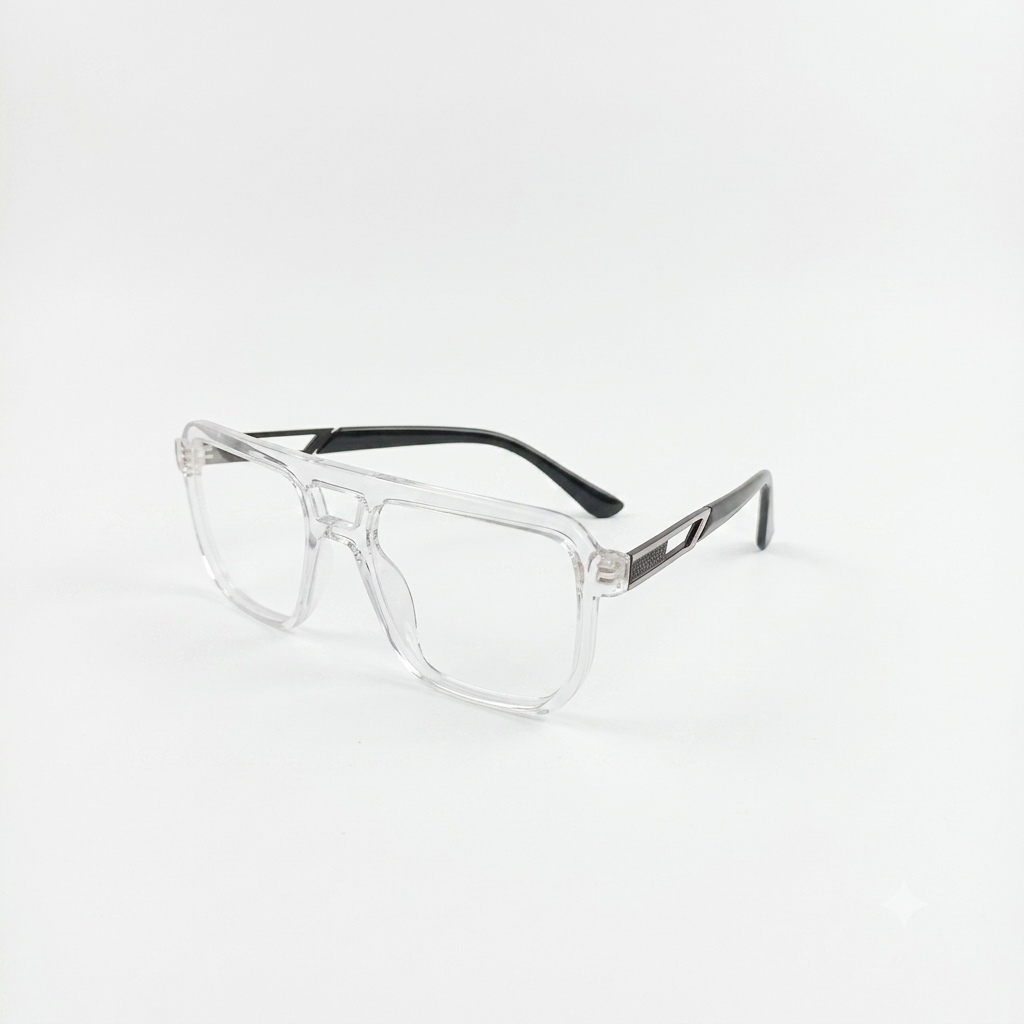 TR 251136 - EYEWEAR - DOUBLE BRIDGE - TRANSPARENT - BLACK - SPRING HINGES - MEN
